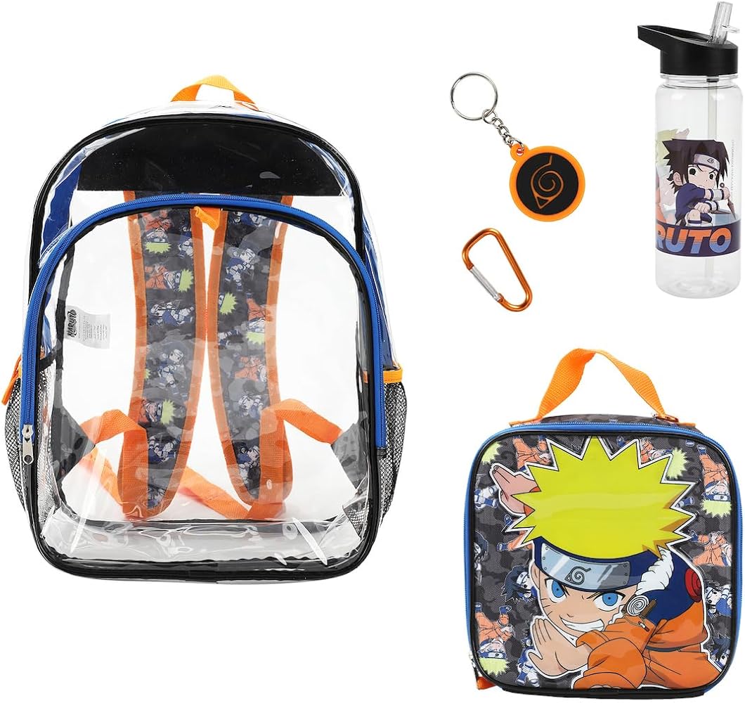 Amazon.com | Bioworld Naruto 5-Piece Backpack & Lunchbox Set With